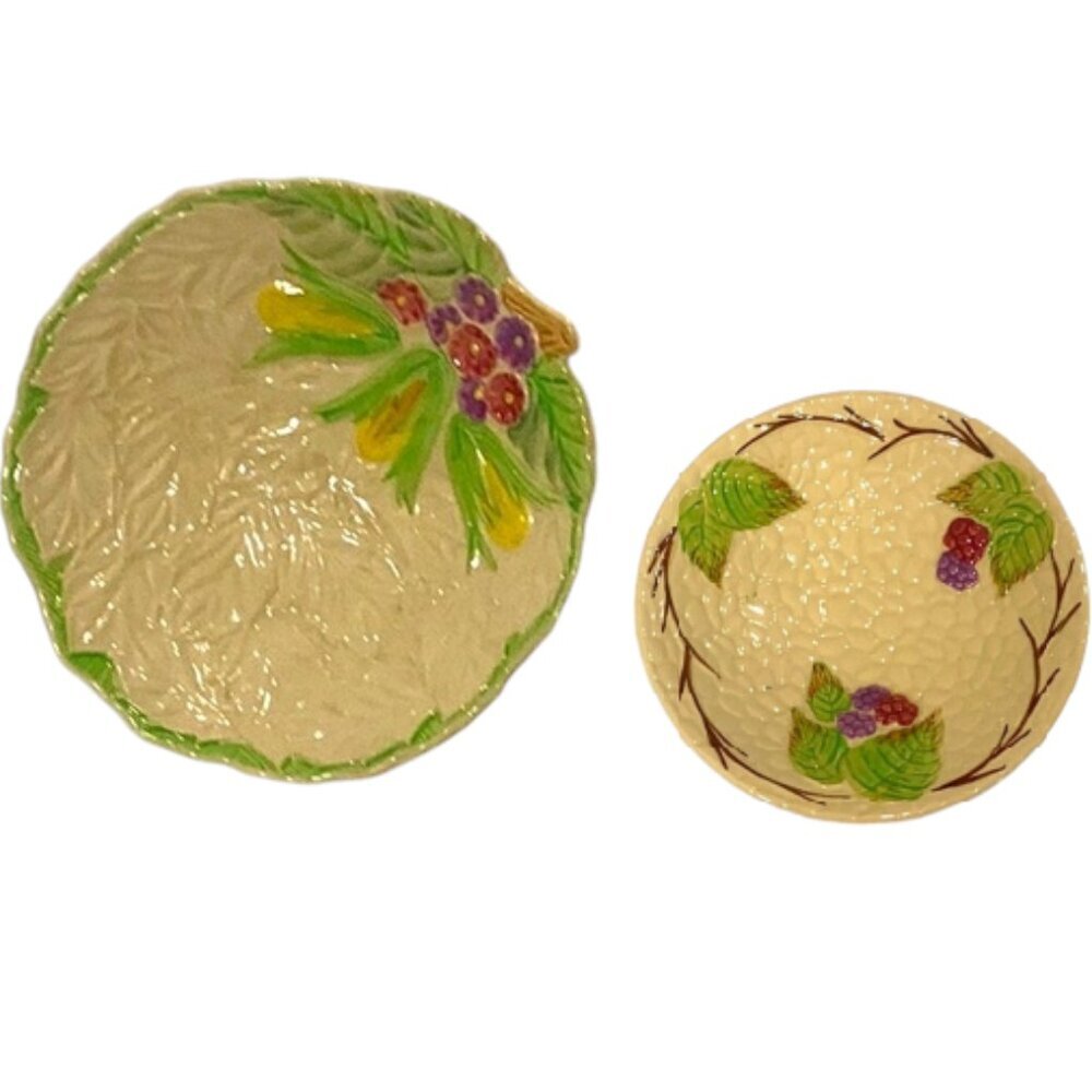 Vintage Wade Heath Trinket Dish 7" and Wade Bramble Pin Dish 5"